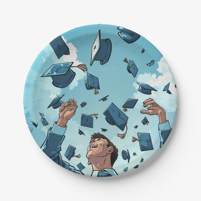 Graduation Cap Toss Paper Plates (Front)
