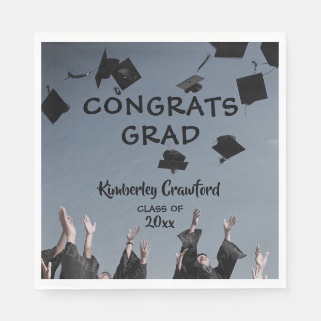 Graduation Cap Toss | Personalized Napkins (Front)