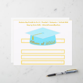 Graduation Cap Turquoise Blue Party Hat 2026 Gold