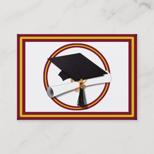 Graduation Cap w/Diploma - Gold &amp;  Red Business Card