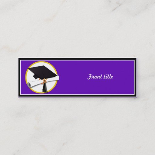 Customizable Graduation Cap w/Diploma - Purple Background Business Card Templates