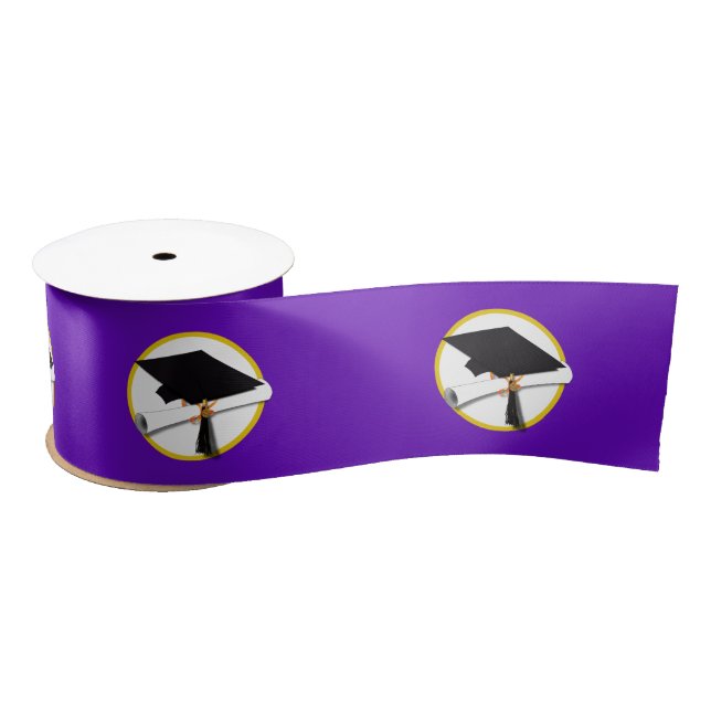 Graduation Cap w/Diploma - Purple Satin Ribbon (Spool)