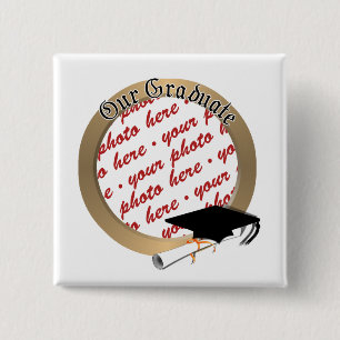 Graduation Cap w/Gold Frame Pinback Button