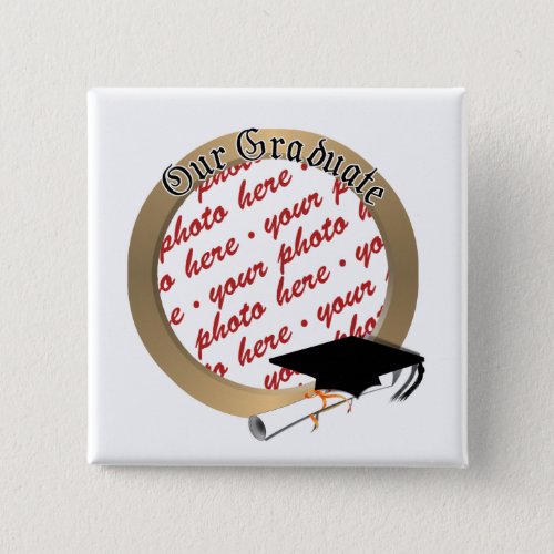 Graduation Cap wGold Frame Pinback Button