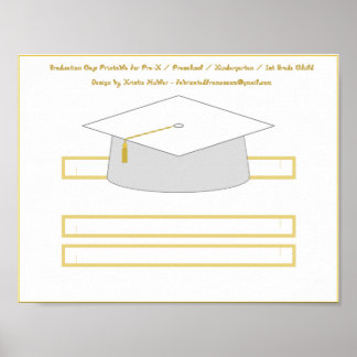 Graduation Cap White Paper Hat Printable Poster