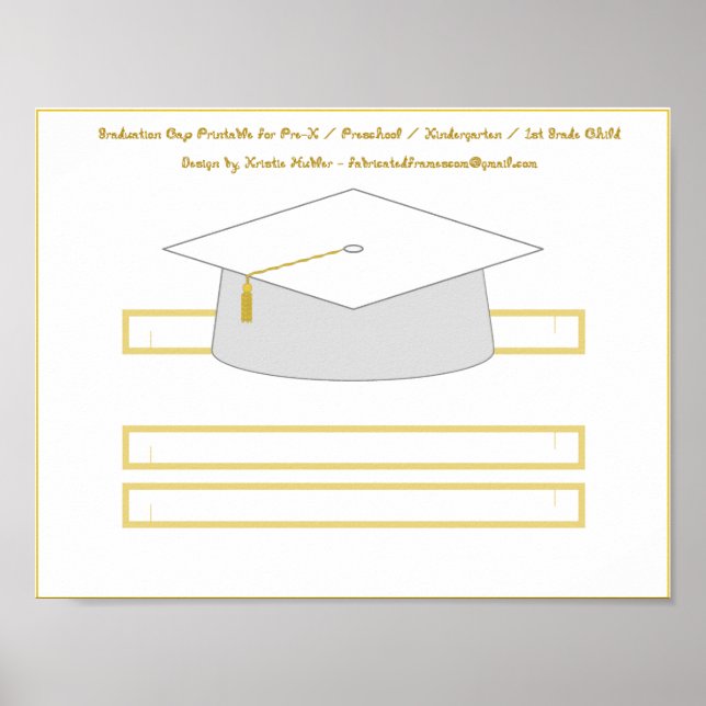 Graduation Cap White Paper Hat Printable Poster (Front)