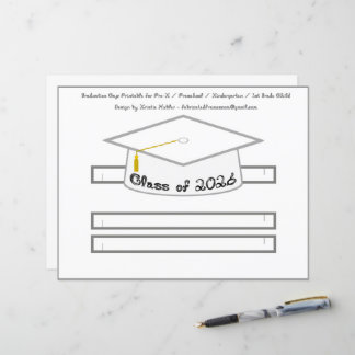 Graduation Cap White Party Hat 2026 Black Font