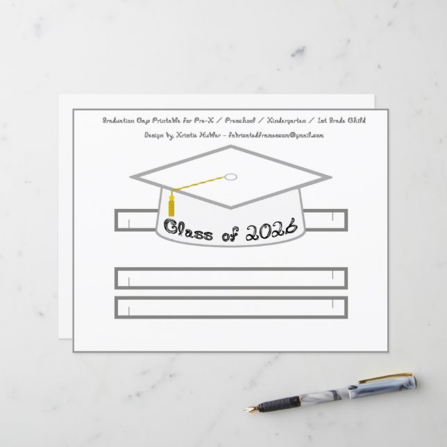 Graduation Cap White Party Hat 2026 Black Font (Front/Back In Situ)