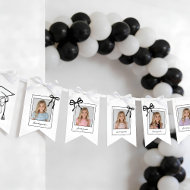 Graduation Cap with Bow School Years Photo Bunting Flags