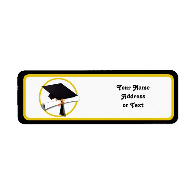 Graduation Cap with Diploma and Gold Circle Label (Front)