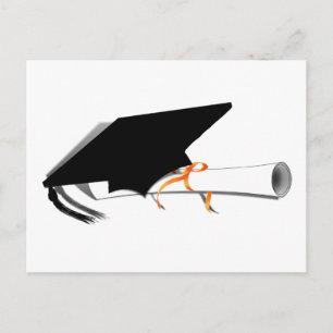 Graduation Cap With Diploma Announcement Postcard