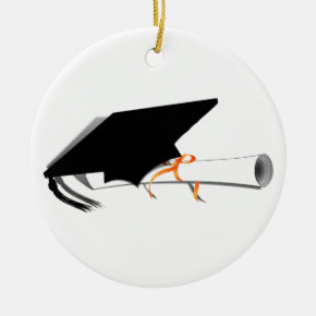 Graduation Cap With Diploma Ceramic Ornament