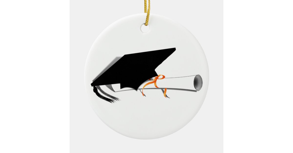 Graduation Cap With Diploma Ceramic Ornament | Zazzle