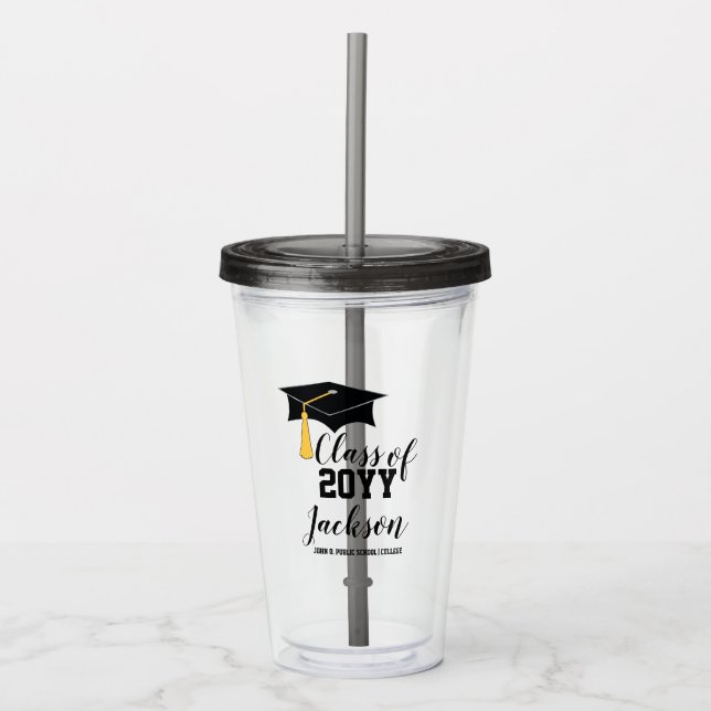 Graduation Cap with Tassel Class of 2026  Acrylic Tumbler (Front)