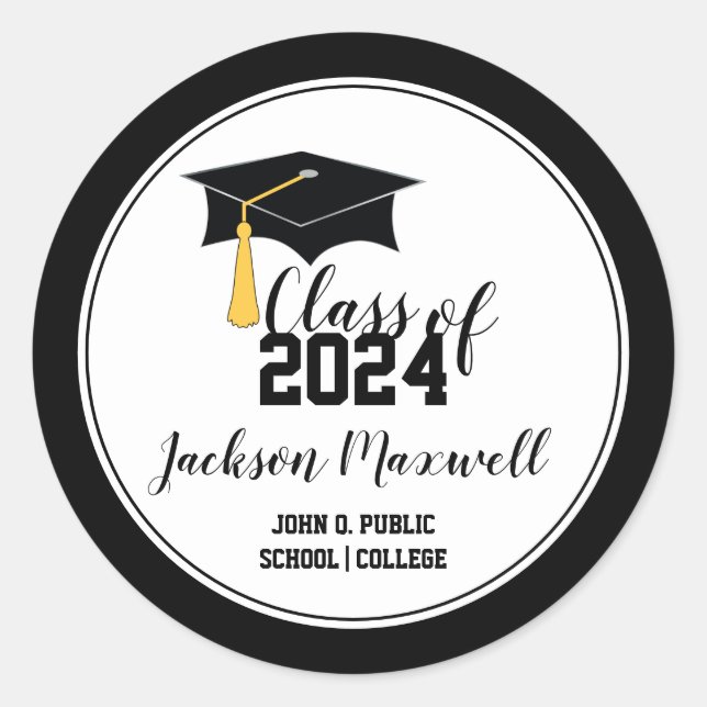 Graduation Cap with Tassel Class of 2026 Classic Round Sticker (Front)
