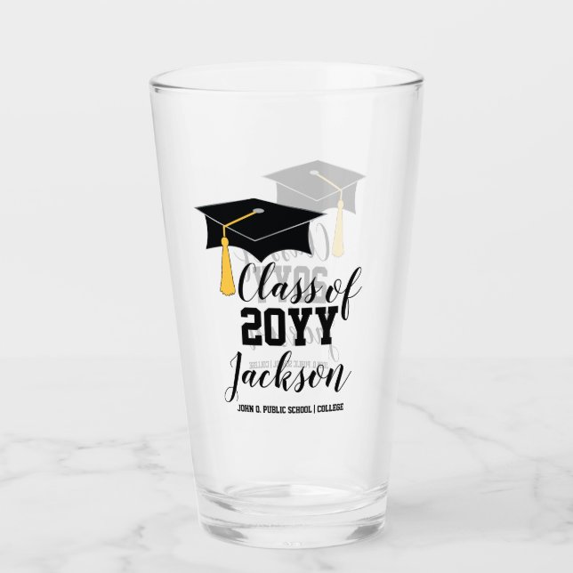 Graduation Cap with Tassel Class Year Glass (Front)