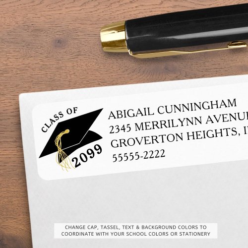 Graduation Cap Year Custom Color Return Address Label