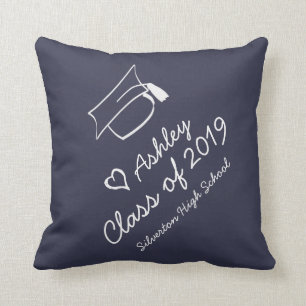 Graduation Cap Year Name School Personalized Throw Pillow