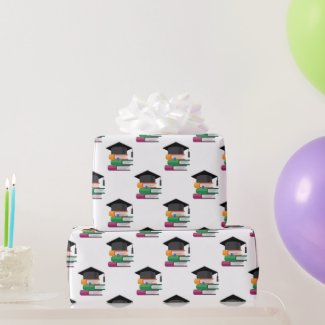Graduation Caps And Books Wrapping Paper