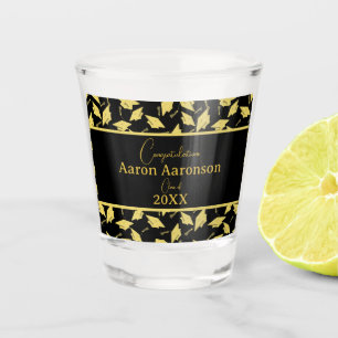 Graduation Caps Congratulations Black & Gold Party Shot Glass