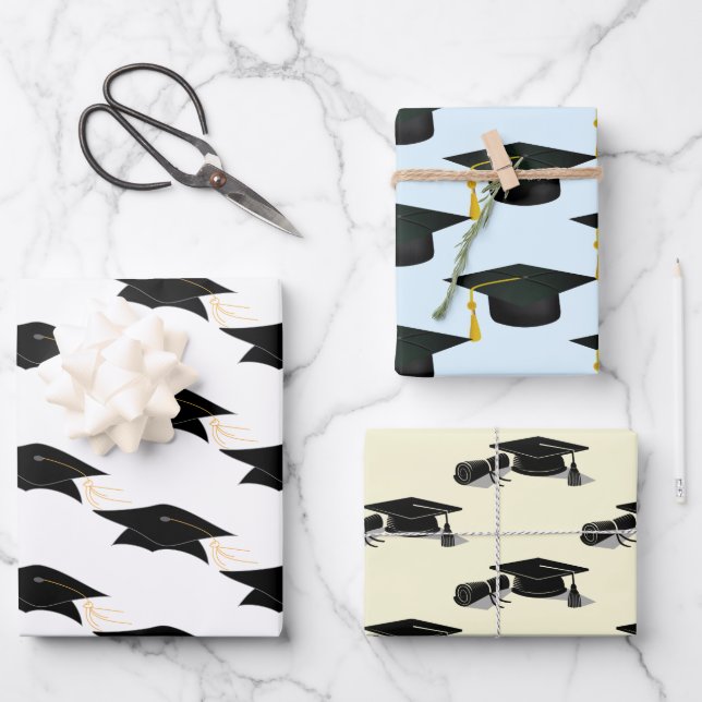 Graduation Caps Graduation  Wrapping Paper Sheets (Front)