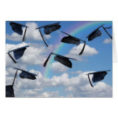 Graduation caps in sky with rainbow (Front Horizontal)