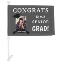 Graduation Car Flag Honk or Wave Custom Gray