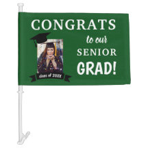 Graduation Car Flag Honk or Wave Custom Green
