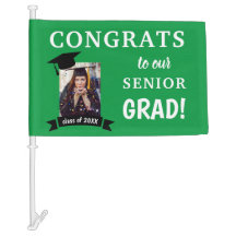 Graduation Car Flag Honk or Wave Custom Green