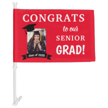 Graduation Car Flag Honk or Wave Custom Red