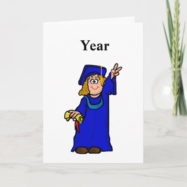 Graduation Card - Customize Year  Cartoon Female V (Front)