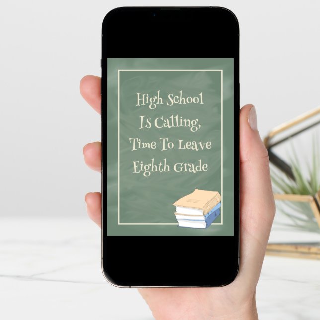 Graduation Card for 8th Grade Green Slate (Front Digital)