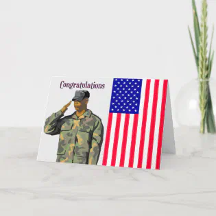 Graduation Card for Army Boot Camp Man &amp; Flag