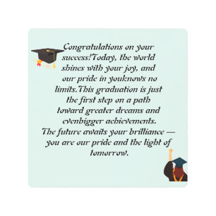 Graduation Card Inspirational Quote Class of Metal Print