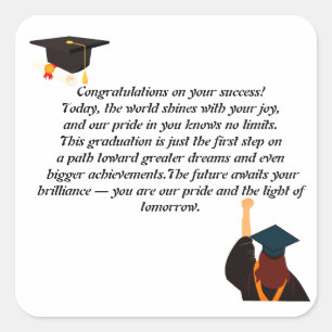Graduation Card Inspirational Quote Class of Square Sticker