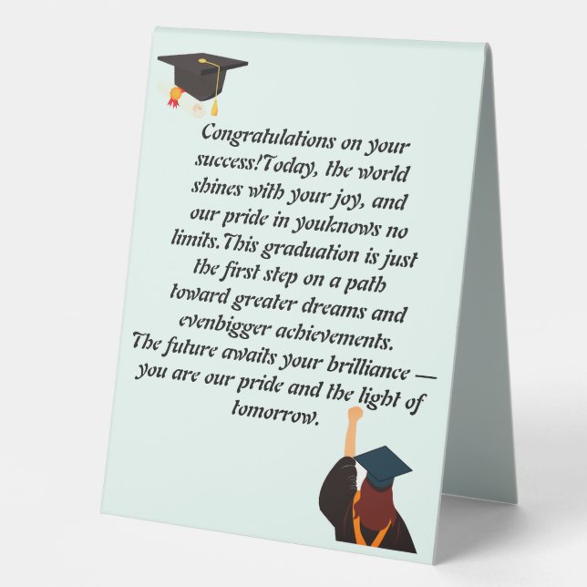  Graduation Card | Inspirational Quote | Class of  Table Tent (Front)