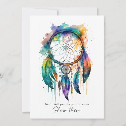 Graduation Card Rainbow Dreamcatcher Watercolor 