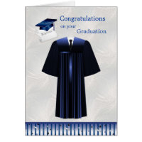 Graduation Card with Mortar, Gown and diploma