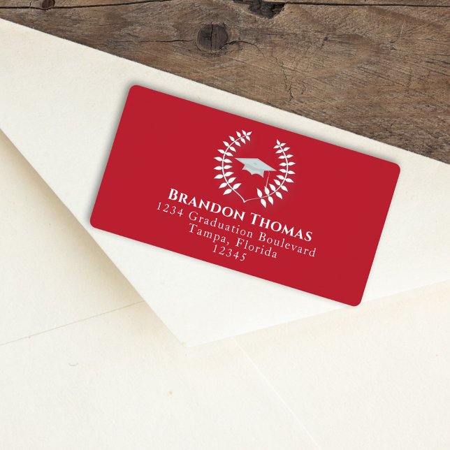 Graduation Cardinal Red Laureate Return Address Label (Creator Uploaded)