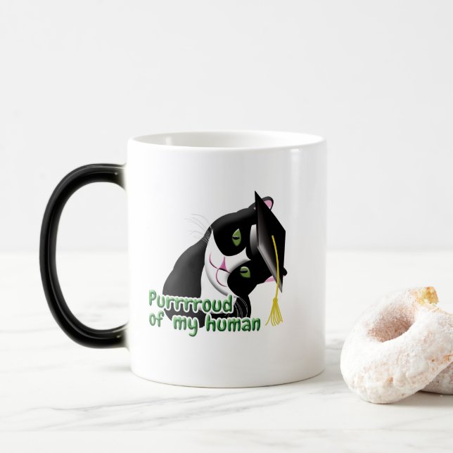 Graduation Cat Color Morph Mug (With Donut)