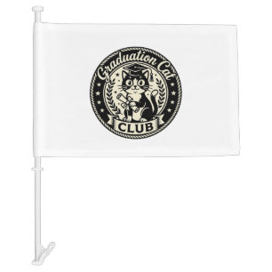 Graduation Cat Funny Cat Graphic - Graduation Cat Car Flag