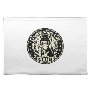 Graduation Cat Funny Cat Graphic - Graduation Cat Cloth Placemat