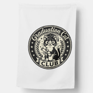 Graduation Cat Funny Cat Graphic - Graduation Cat House Flag