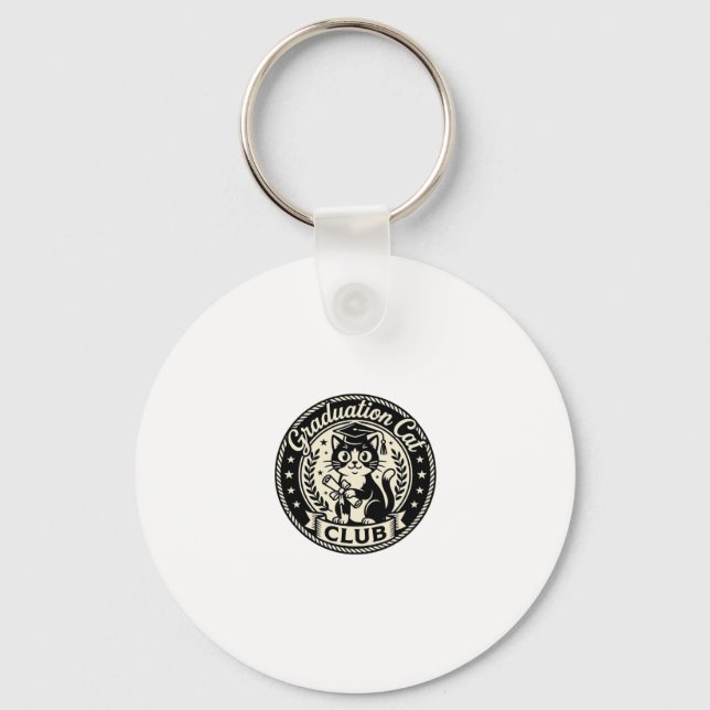 Graduation Cat Funny Cat Graphic - Graduation Cat  Keychain (Front)
