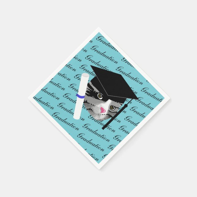 Graduation Cat Napkins (Corner)