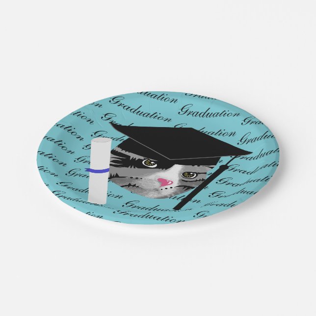 Graduation Cat Paper Plates (Angled)