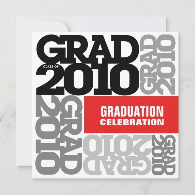 Graduation Celebration 2010 Font Red Invitation (Front)