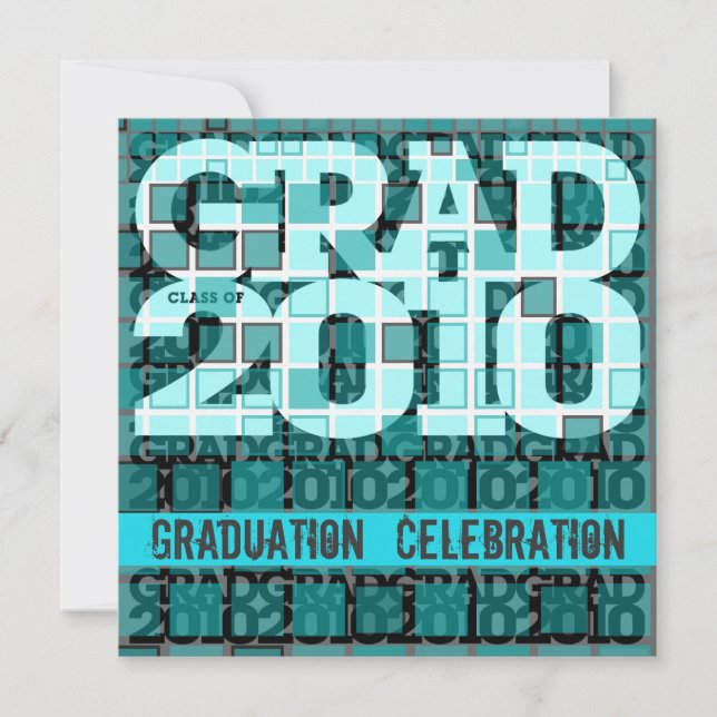 Graduation Celebration 2010 Mosaic Blue Invitation (Front)