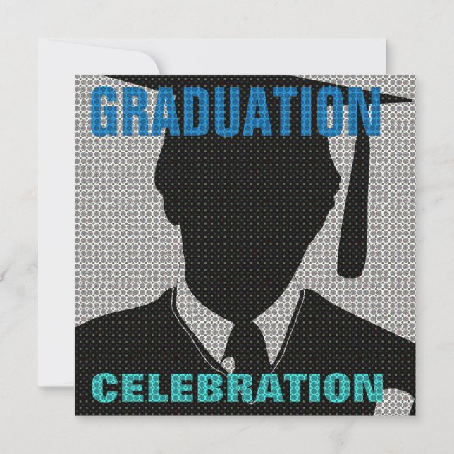 Graduation Celebration Cap & Gown Invitation Grey (Front)