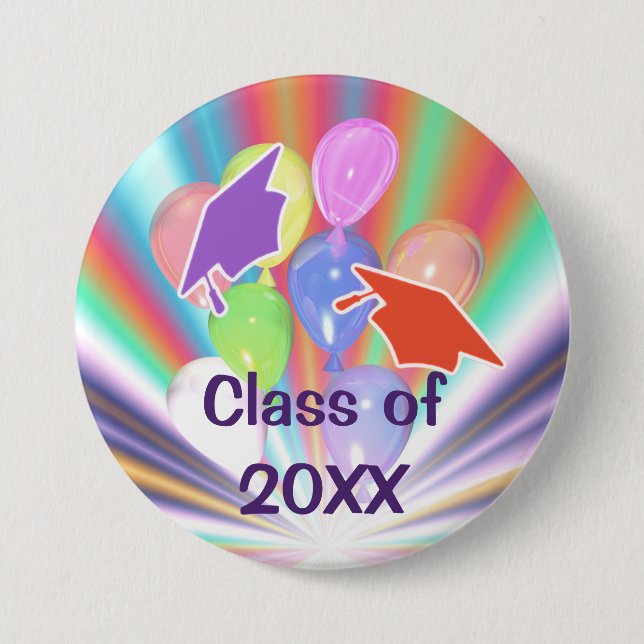 Graduation Celebration Caps and Balloons  Button (Front)